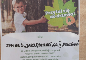 Certyfikat za wzięcie udziału w ogólnopolskiej kampanii.