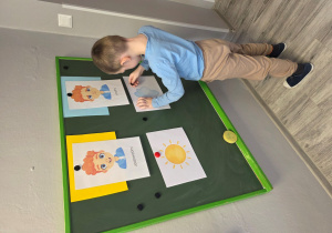 Tymon dopasowuje element pogody do odpowiedniej emocji.