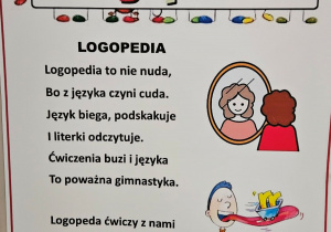 Plakat z wierszykiem logopedycznym.