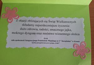 życzenia wielkanocne wklejone w kartkę