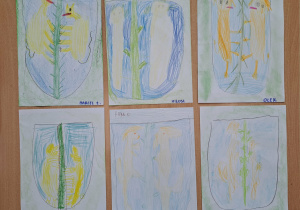 Prace plastyczne przedstawiające Herb Kutna w wykonaniu dzieci.