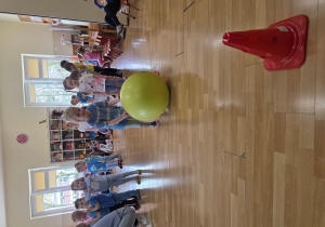 Toczenie piłki terapeutycznej.