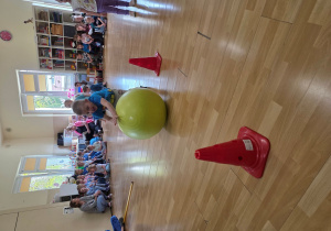 Toczenie piłki terapeutycznej.